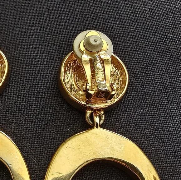 🐢 Authentic Givenchy Gold Doorknocker Clip On Earrings - Picture 9 of 15